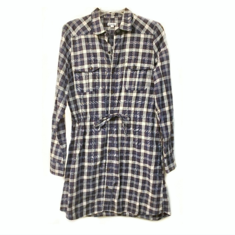 STEVEN ALAN Plaid Shirt Dress Checked Tunic Style